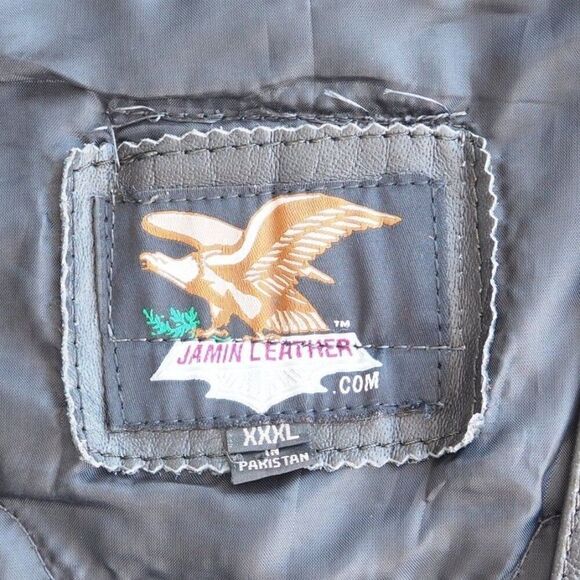 Jamin Leather Patch Pin Skull Cross Motorcycle Riding Vest Black Men's XXXL - Picture 3 of 13